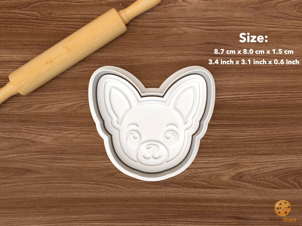 Chihuahua Dog Cookie Cutter Set STL File - single chihuahua dog face