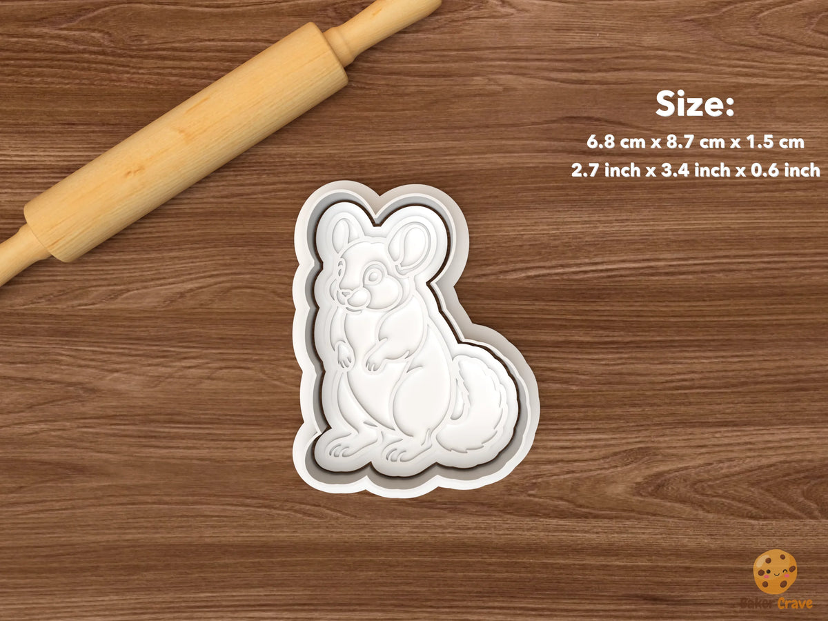 Chinchilla Cookie Cutter Set STL File - single upright chinchilla