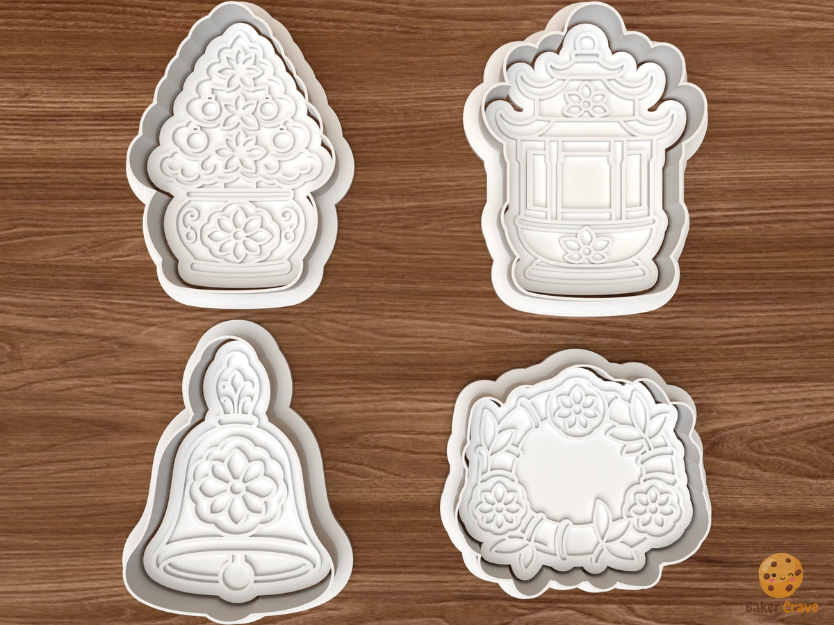 Chinoiserie Christmas Cookie Cutter Set STL File - 01 set main