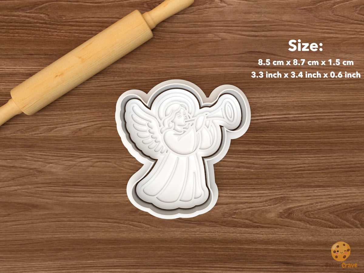 Christmas Angel Collection Cookie Cutter Set STL File - single trumpet angel