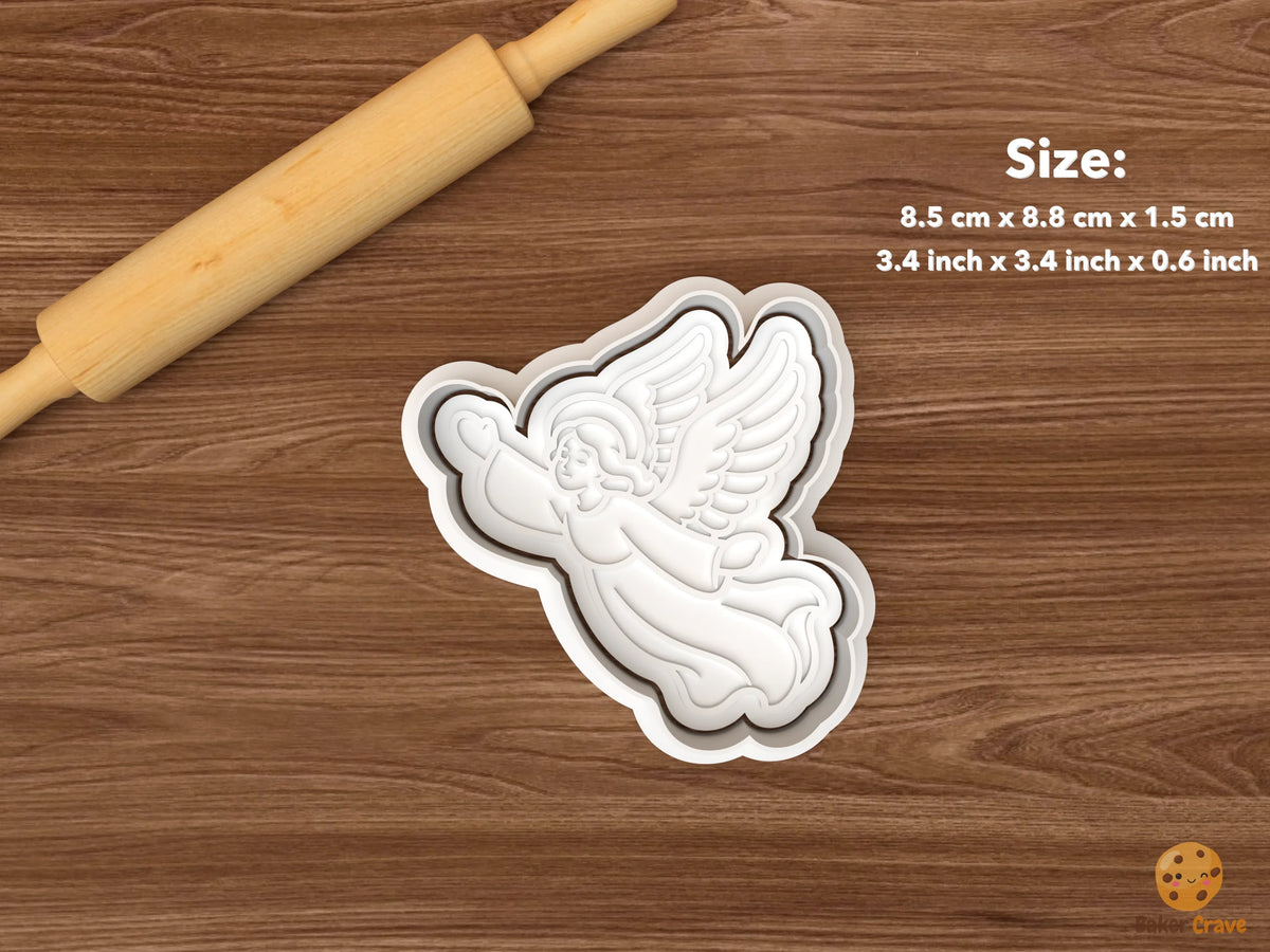 Christmas Angel Collection Cookie Cutter Set STL File - single flying angel with heart