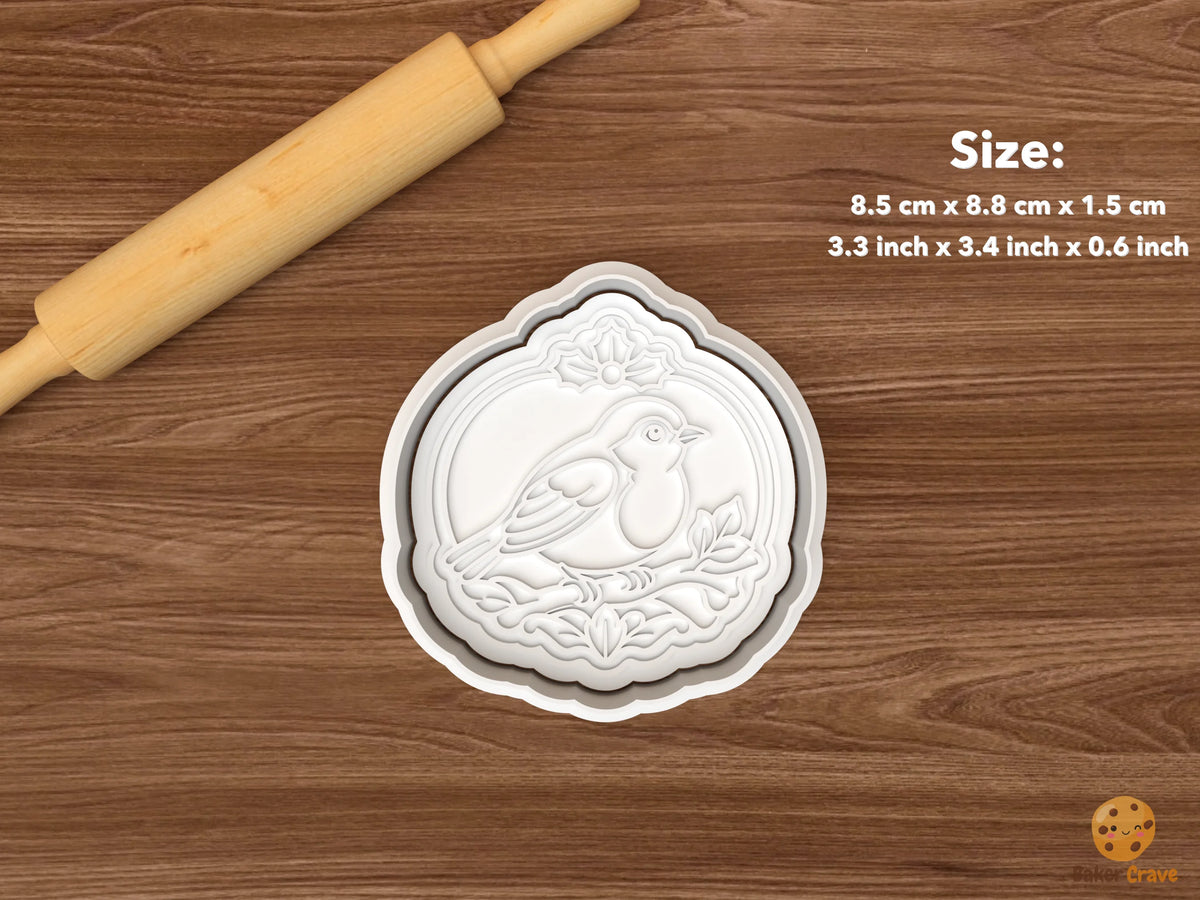 Christmas Cameo Portrait Cookie Cutter Set STL File - single bird cameo portrait