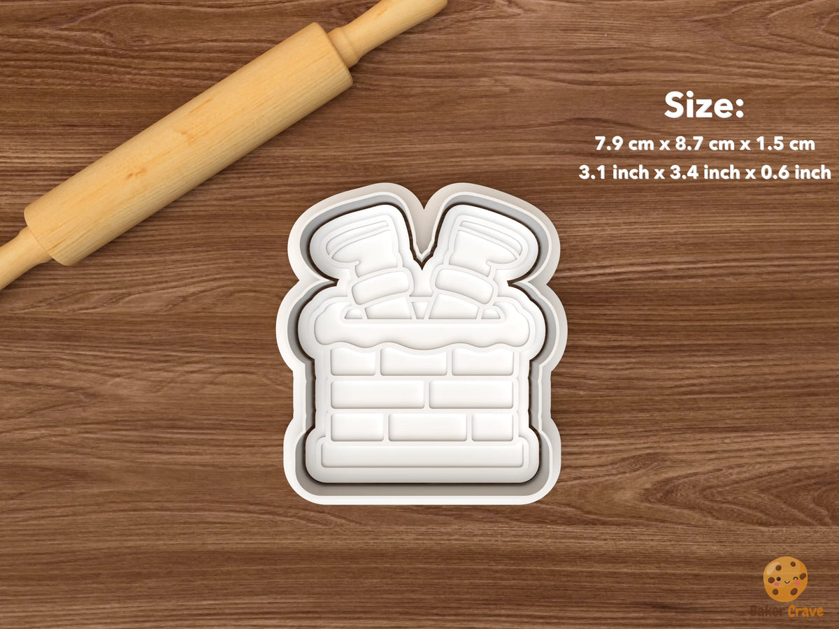 Christmas Chimney Collection Cookie Cutter Set STL File - single santa legs in chimney