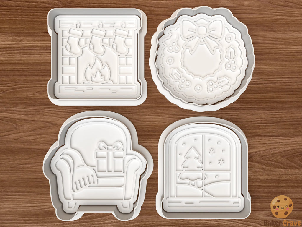 Christmas Cozy Home Cookie Cutter Set STL File - coz1