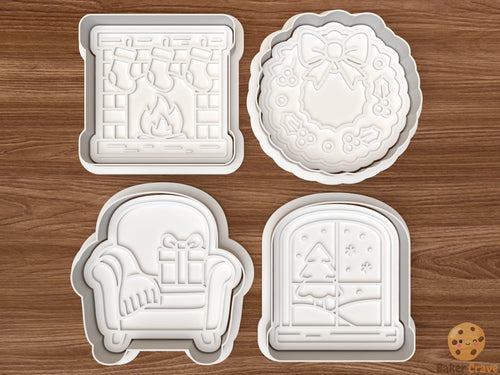 Christmas Cozy Home Cookie Cutter Set STL File - coz1