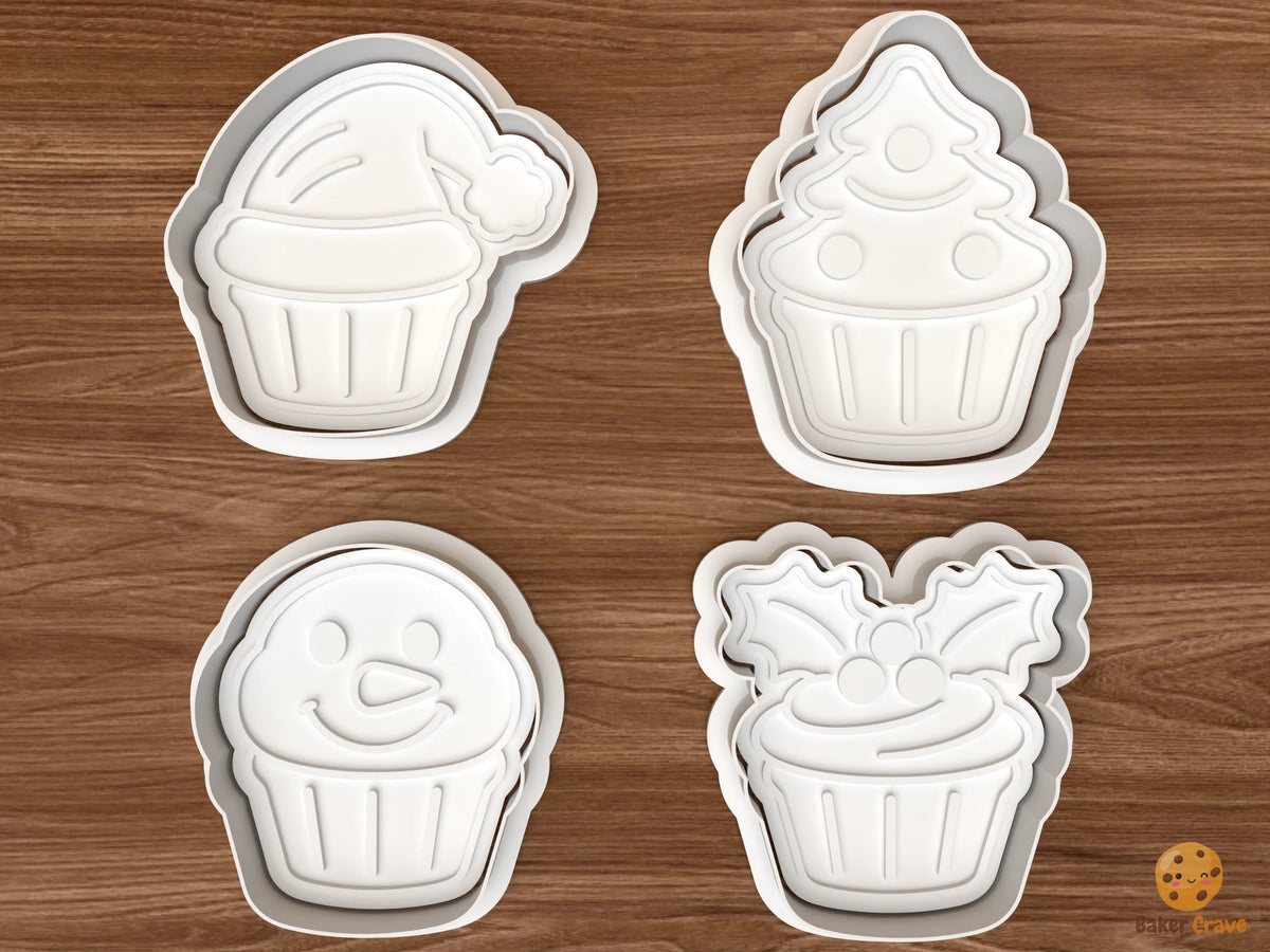 Christmas Cupcake Cookie Cutter Set STL File