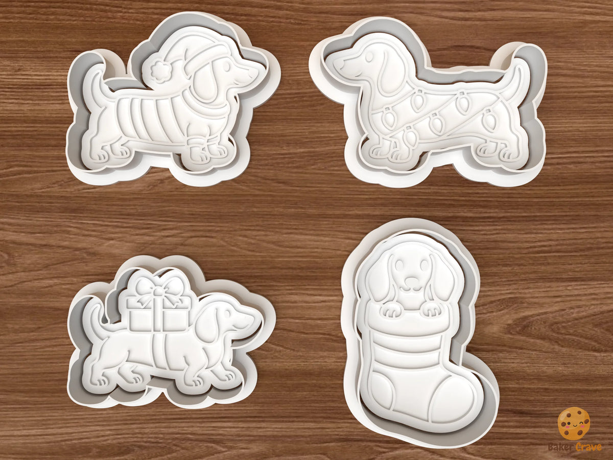 Christmas Dachshund Cookie Cutter Set STL File