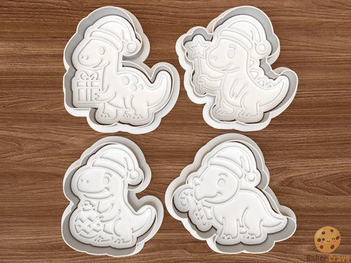 Christmas Dinosaur Cookie Cutter Set STL File - dino1