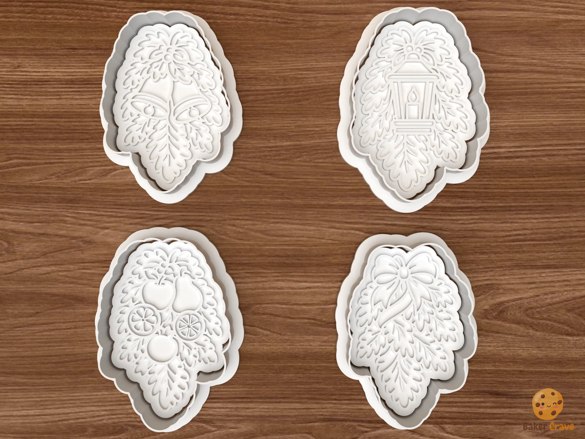 Christmas Door Swag Cookie Cutter Set STL File - 01 set main