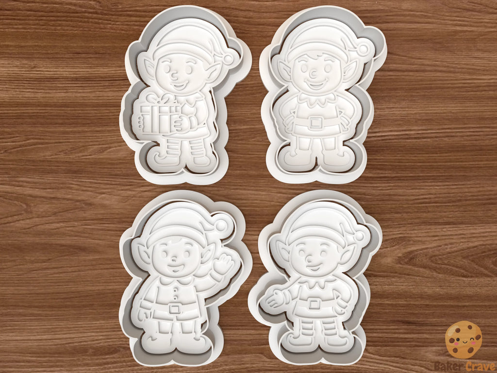 Christmas Elf Cookie Cutter Set STL File - elf1