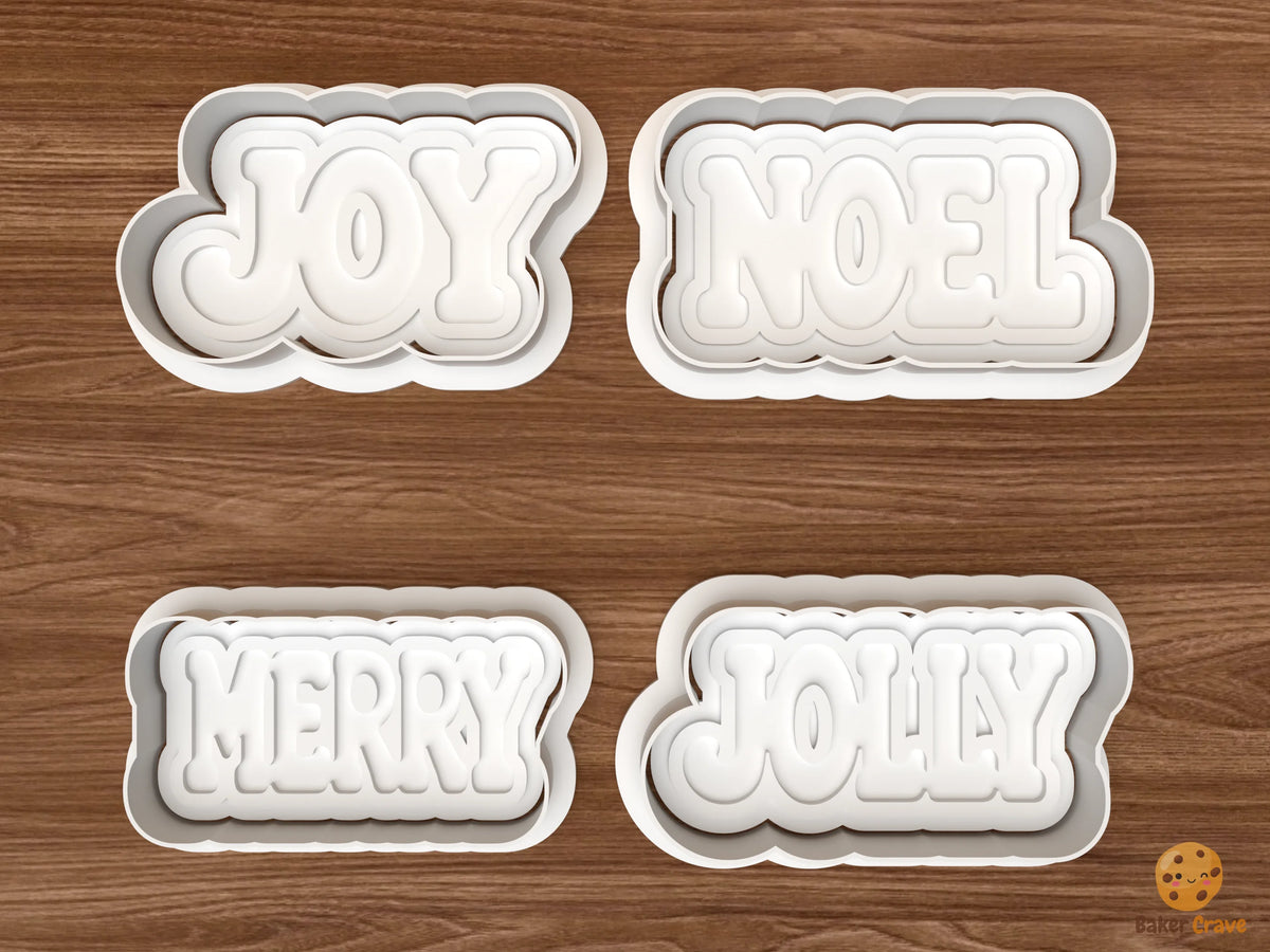 Christmas Essential Words Cookie Cutter Set STL File