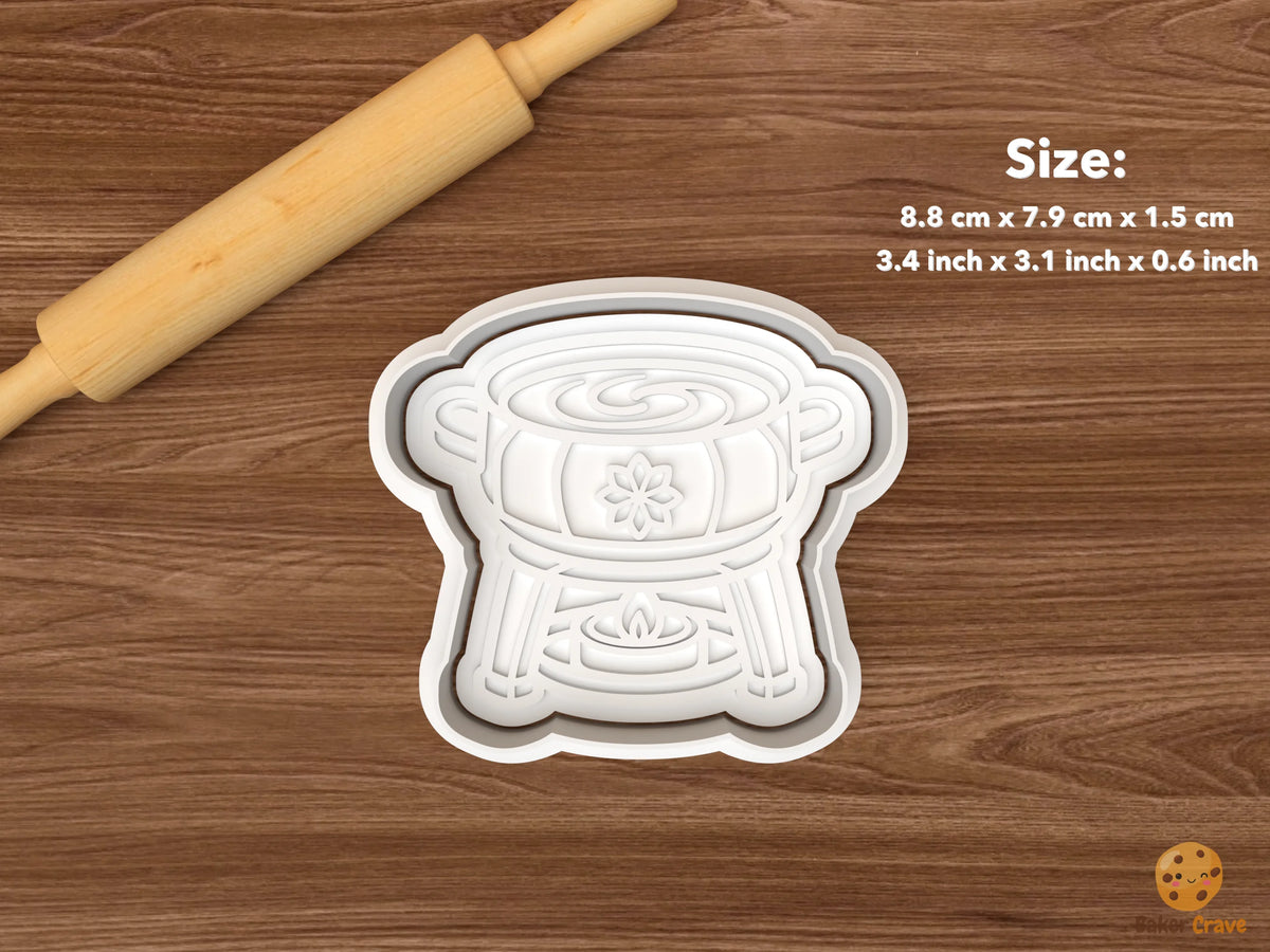 Christmas Fondue Party Cookie Cutter Set STL File - single fondue pot