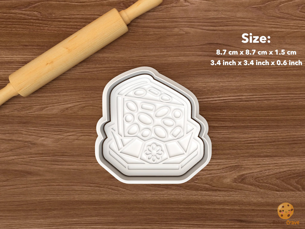 Christmas Fruitcake Cookie Cutter Set STL File - single fruitcake slice