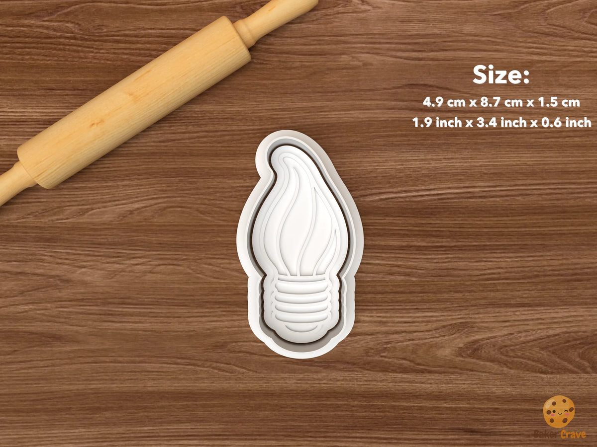 Christmas Light Bulbs Cookie Cutter Set STL File - single flame shaped christmas light bulb