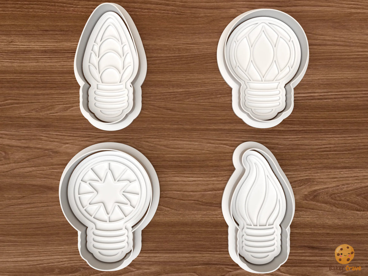 Christmas Light Bulbs Cookie Cutter Set STL File - 01 set main