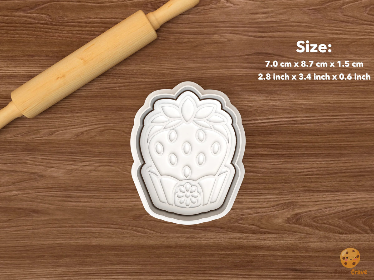 Christmas Marzipan Fruit Cookie Cutter Set STL File - single strawberry