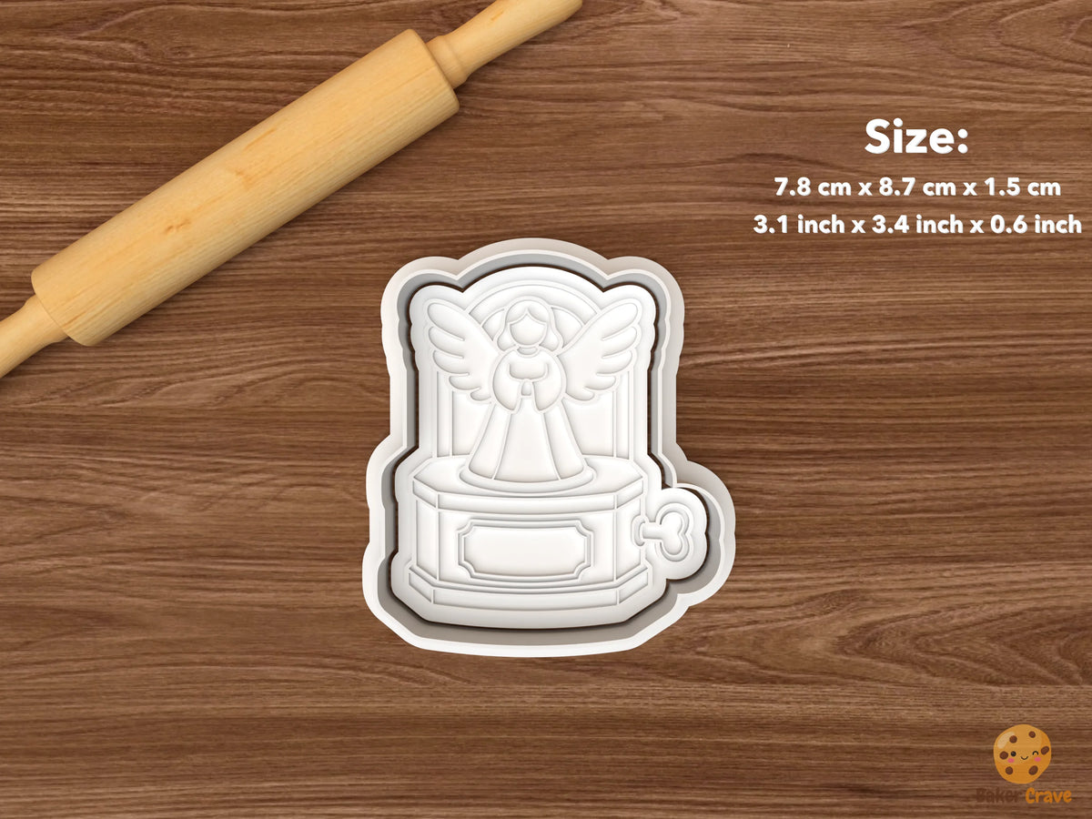 Christmas Music Box Cookie Cutter Set STL File - single angel music box