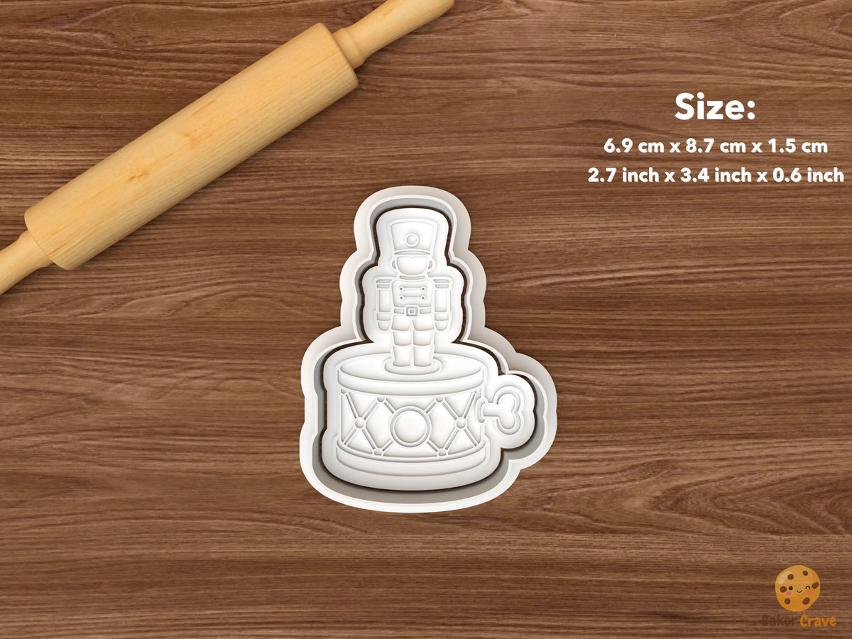 Christmas Music Box Cookie Cutter Set STL File - single nutcracker drum music box