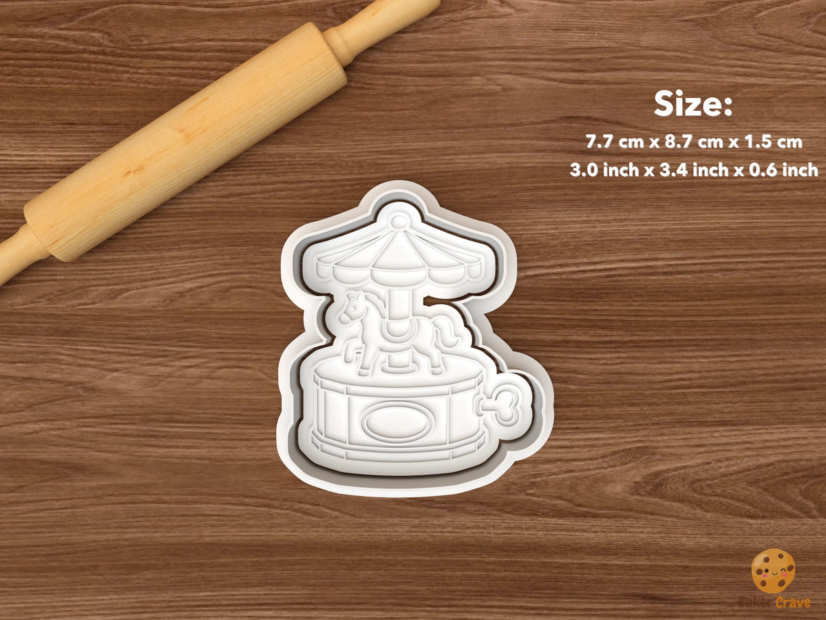 Christmas Music Box Cookie Cutter Set STL File - single carousel horse music box