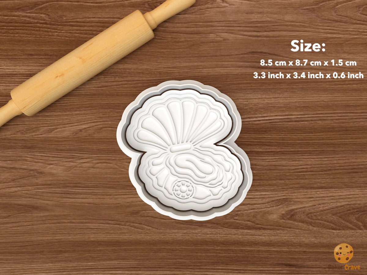 Christmas Oyster Bar Cookie Cutter Set STL File - single open oyster shell