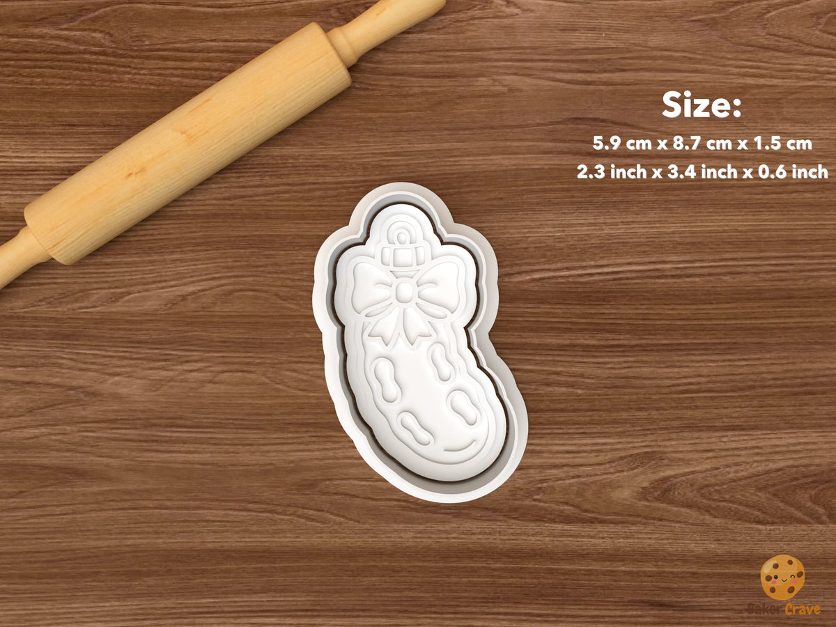 Christmas Pickle Hunt Cookie Cutter Set STL File - single bow pickle ornament