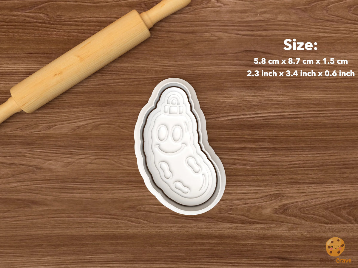 Christmas Pickle Hunt Cookie Cutter Set STL File - single smiling pickle ornament