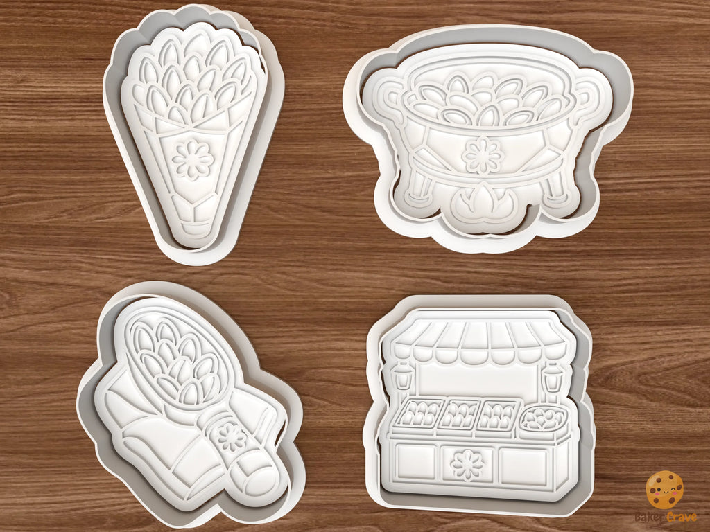 Christmas Roasted Almond Stall Cookie Cutter Set STL File - 01 set main