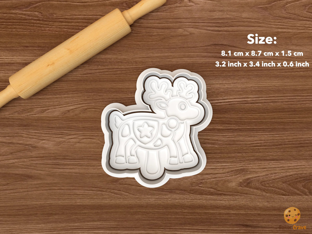 Christmas Shadow Puppet Show Cookie Cutter Set STL File - single reindeer puppet