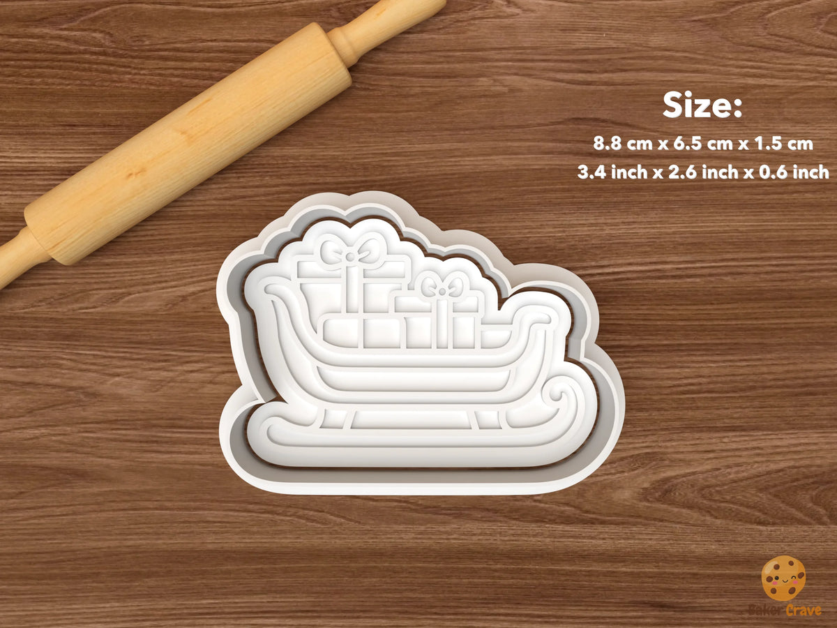 Christmas Sleigh Collection Cookie Cutter Set STL File - single gift filled sleigh