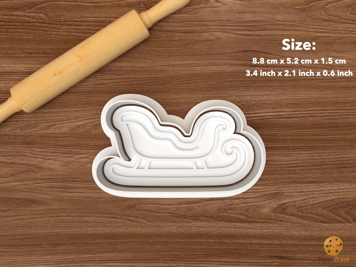 Christmas Sleigh Collection Cookie Cutter Set STL File - single plain open sleigh