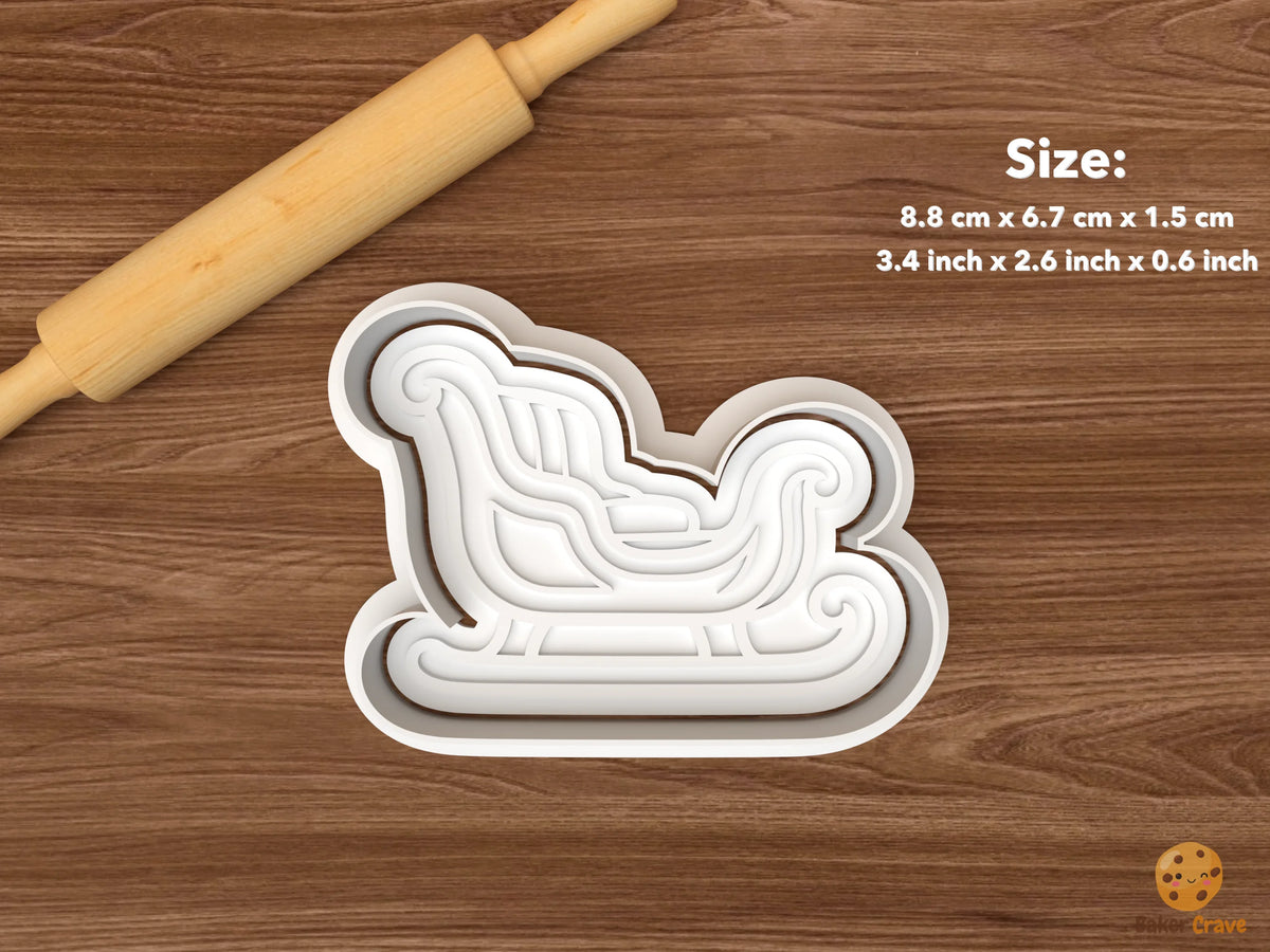 Christmas Sleigh Collection Cookie Cutter Set STL File - single ornate curled sleigh