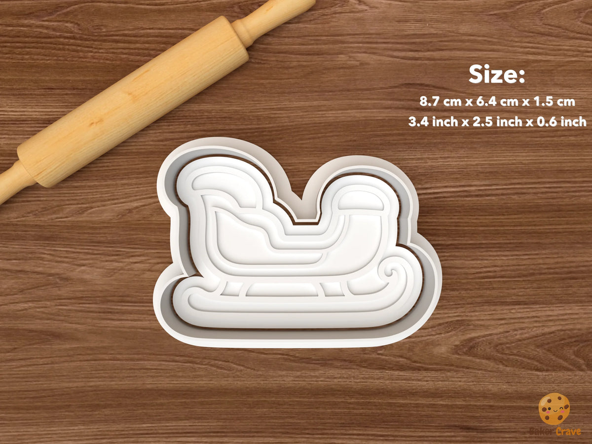 Christmas Sleigh Collection Cookie Cutter Set STL File - single rounded classic sleigh