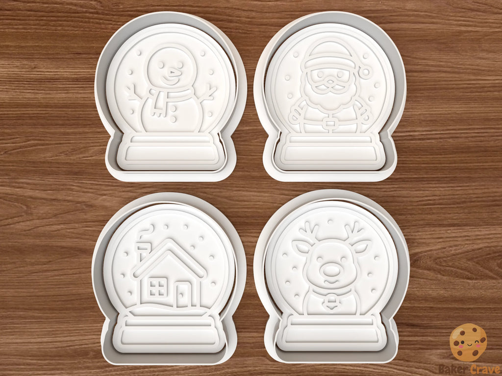Christmas Snow Globes Cookie Cutter Set STL File - globe1f