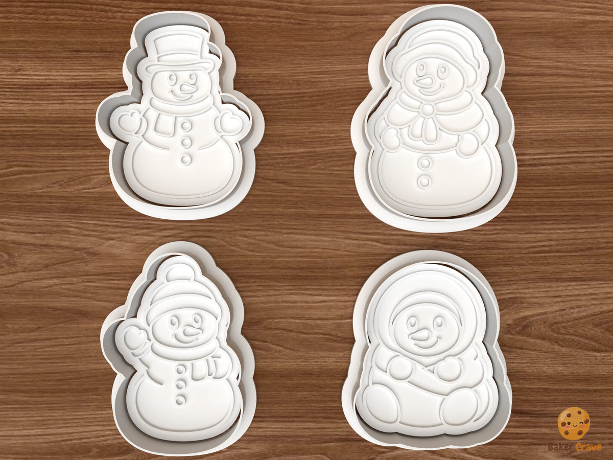 Christmas Snowman Family Cookie Cutter Set STL File - 01 set main