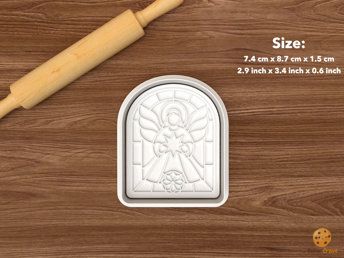 Christmas Stained Glass Workshop Cookie Cutter Set STL File - single christmas angel stained glass panel
