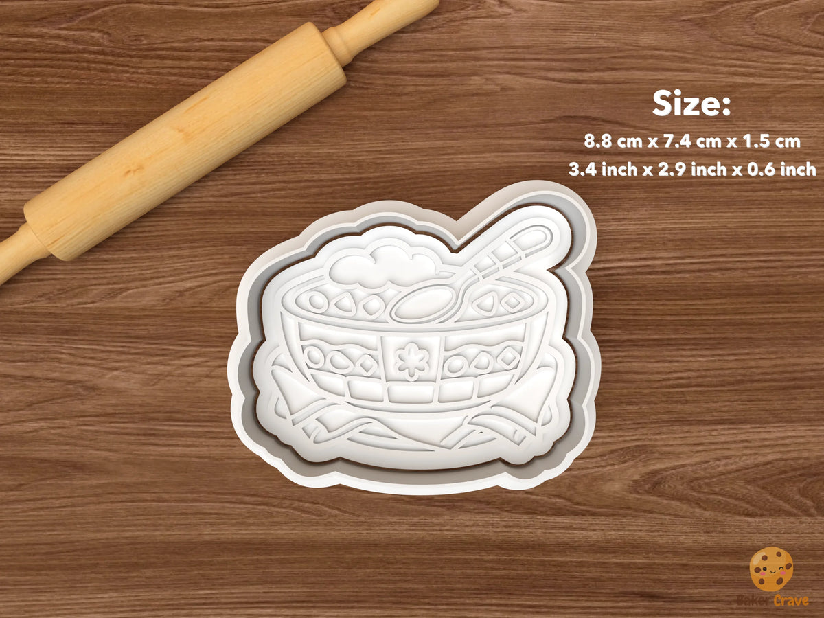 Christmas Trifle Cookie Cutter Set STL File - single trifle bowl with spoon