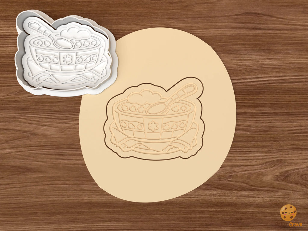 Christmas Trifle Cookie Cutter Set STL File - dough trifle bowl with spoon