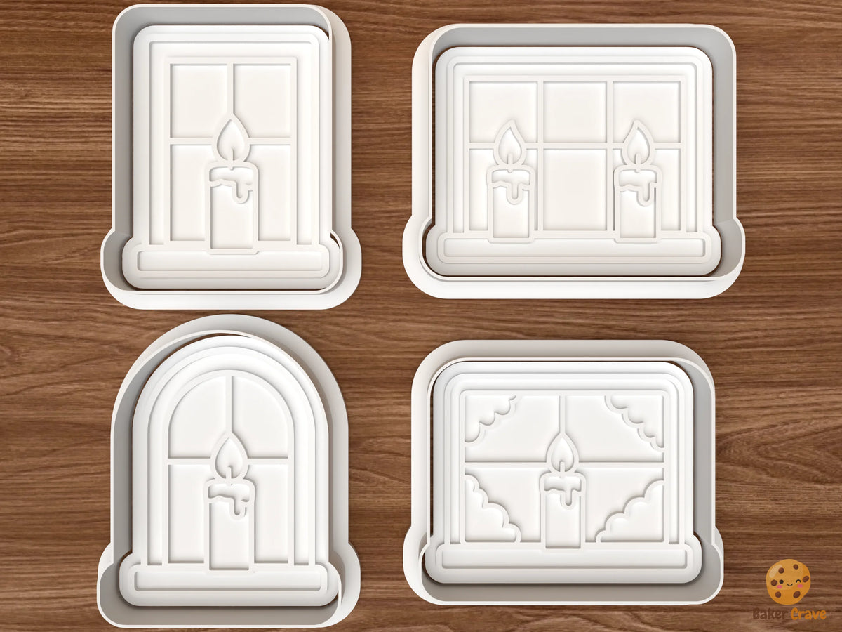 Christmas Window Candle Cookie Cutter Set STL File - 01 set main