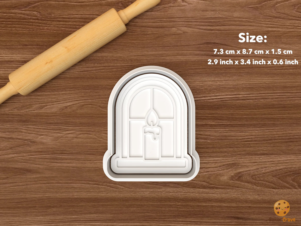 Christmas Window Candle Cookie Cutter Set STL File - single single candle arched window
