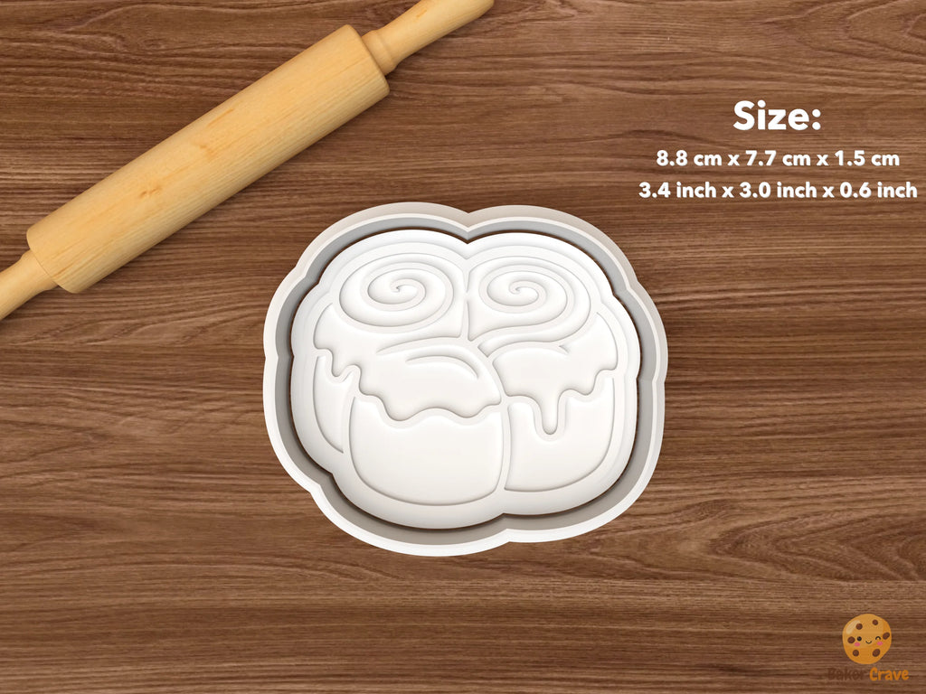 Cinnamon Roll Bakery Cookie Cutter Set STL File - single cinnamon roll cluster