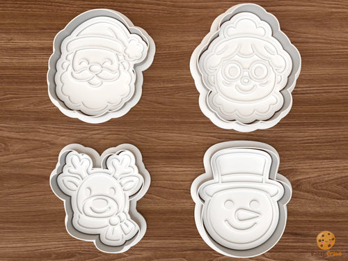 Classic Christmas Portraits Cookie Cutter Set STL File