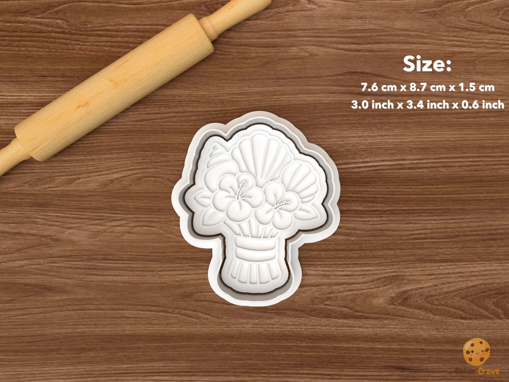 Coastal Bride Cookie Cutter Set STL File - single seashell bridal bouquet