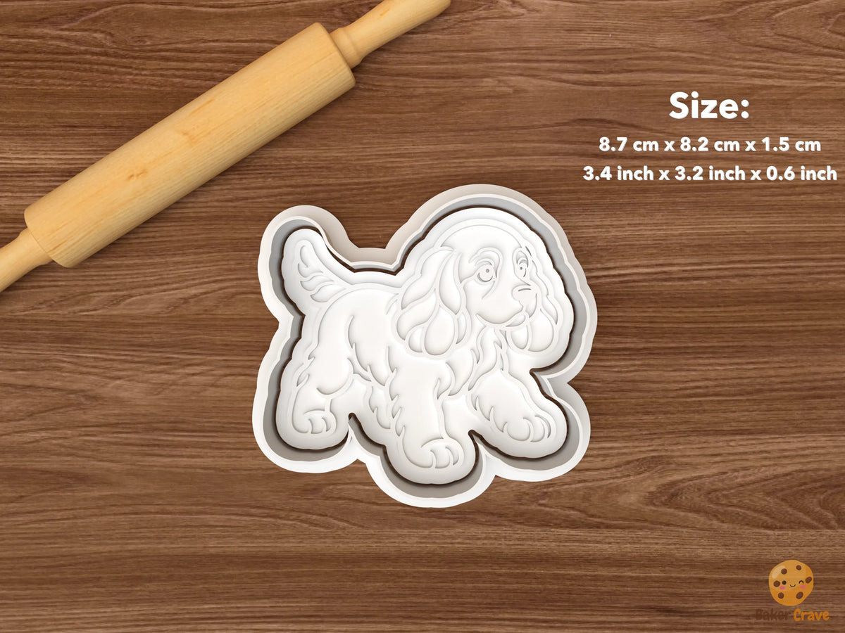 Cocker Spaniel Dog Cookie Cutter Set STL File - single walking cocker spaniel dog
