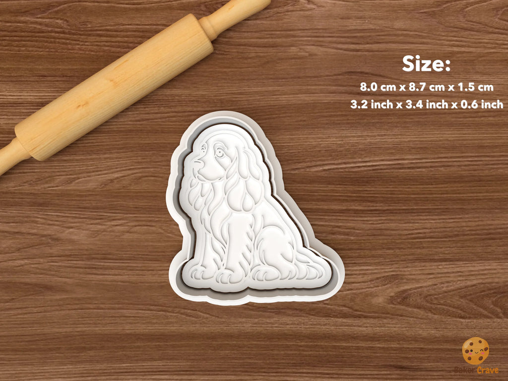 Cocker Spaniel Dog Cookie Cutter Set STL File - single side view seated cocker spaniel