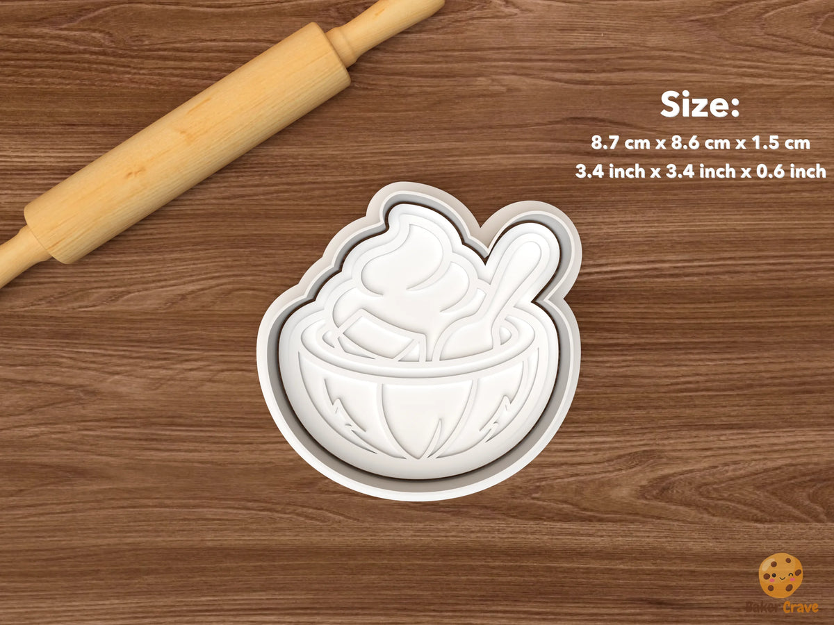 Coconut Tropical Cookie Cutter Set - single coconut bowl with spoon