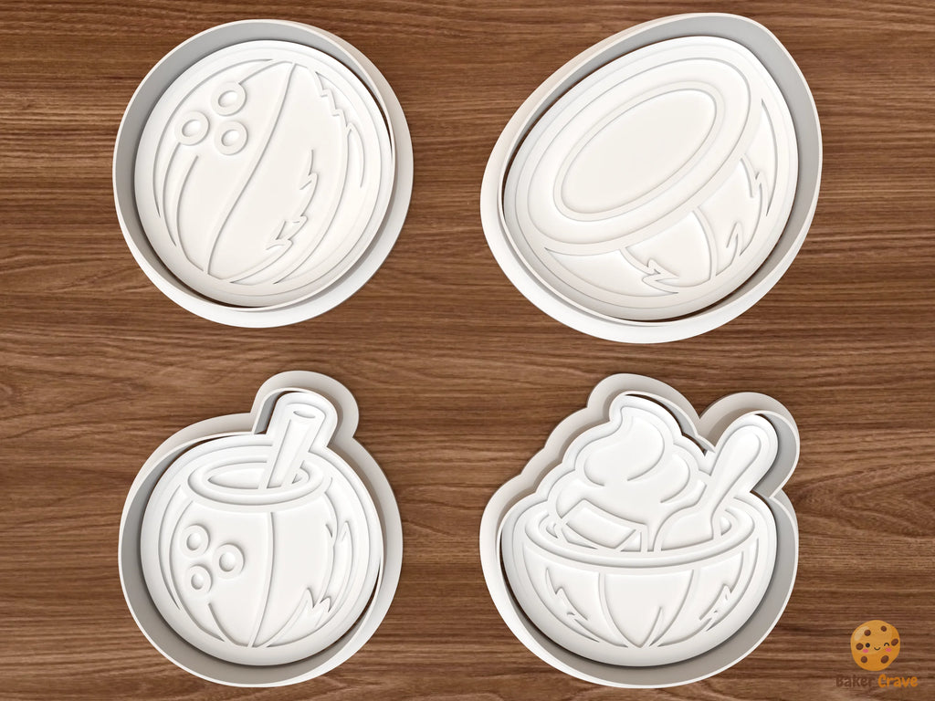 Coconut Tropical Cookie Cutter Set STL File - 01 set main