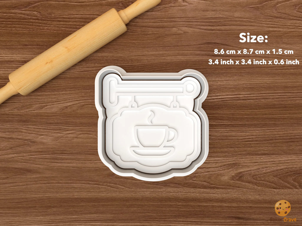 Coffee Shop Cookie Cutter Set STL File - single cafe sign