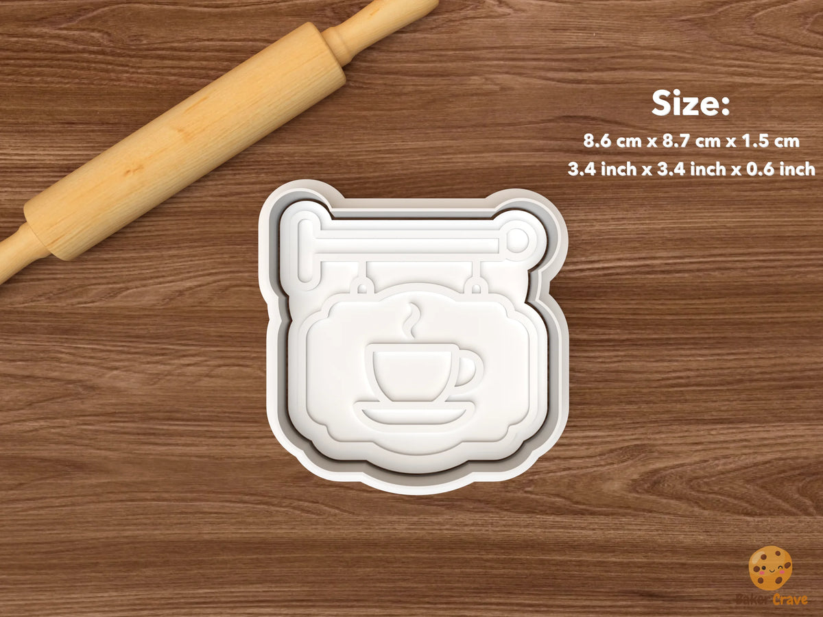 Coffee Shop Cookie Cutter Set STL File - single cafe sign
