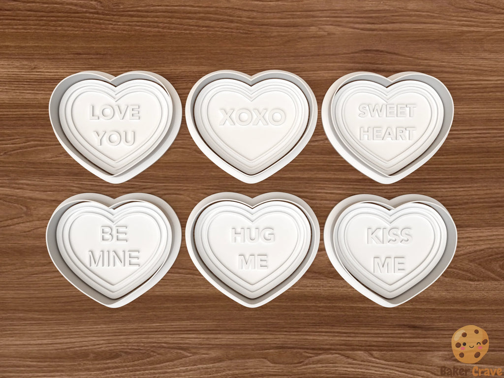 Conversation Hearts Cookie Cutter Set STL File - heart1