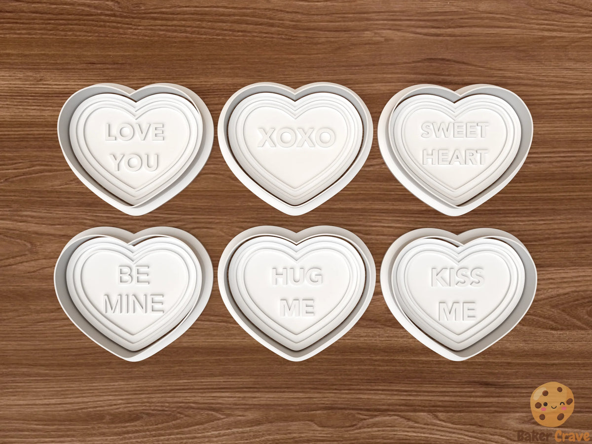 Conversation Hearts Cookie Cutter Set STL File - heart1